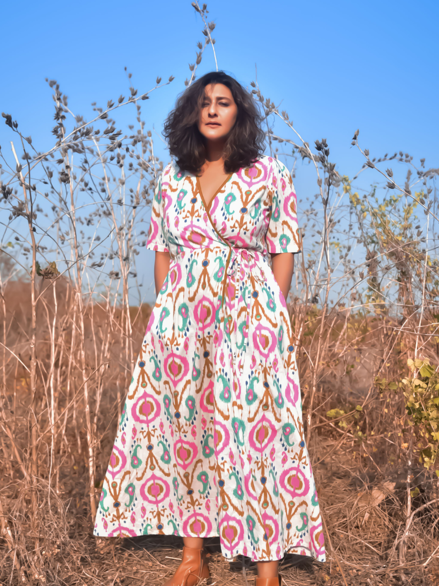 wrap around dresses ASOS DESIGN bandage neckline one sleeve midi dress in green See garment tags for additional details. Summer Cotton Wrap Dress Sage