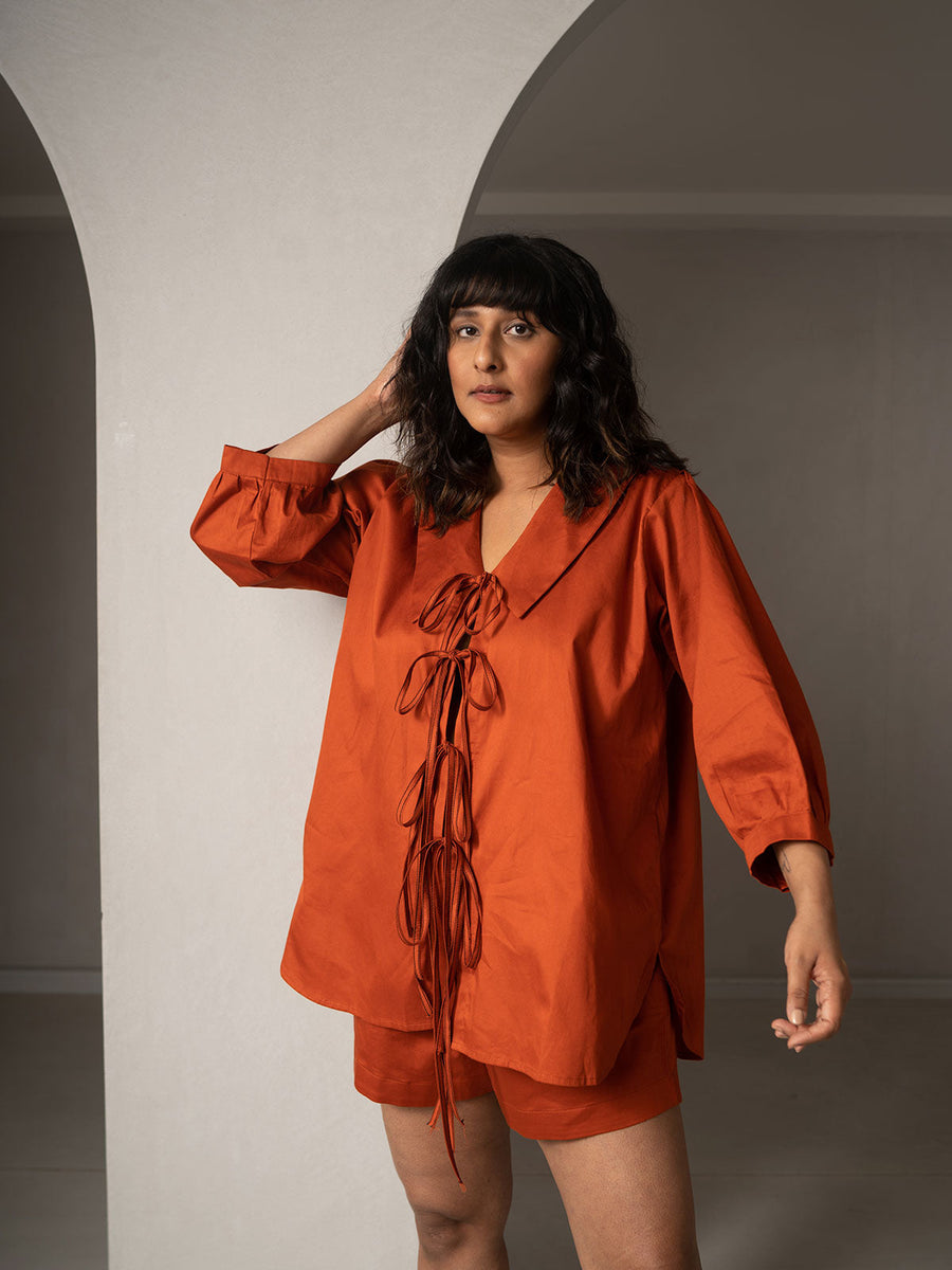 Orange - Jacquard Cotton Co-Ord Set 09