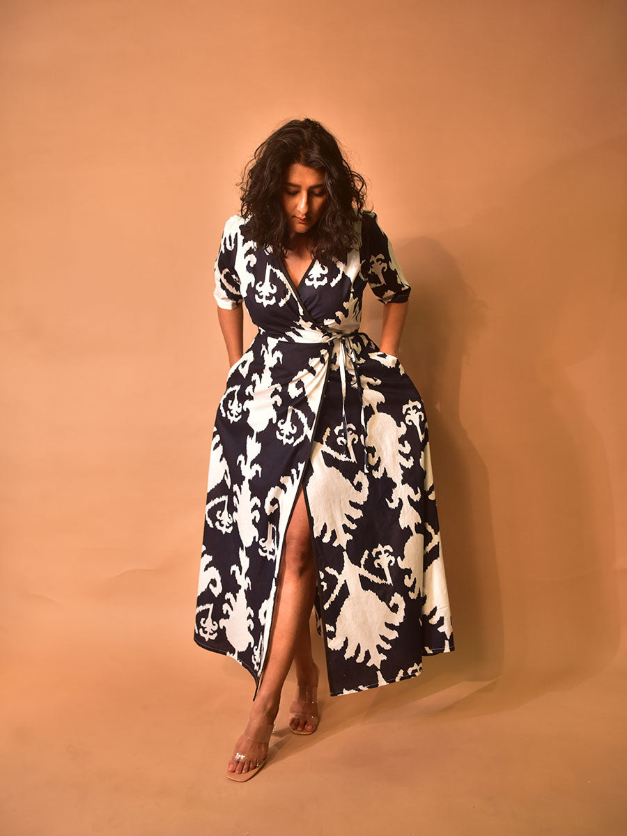 Seline Wrap Dress Black Aop White Dots main image 1
