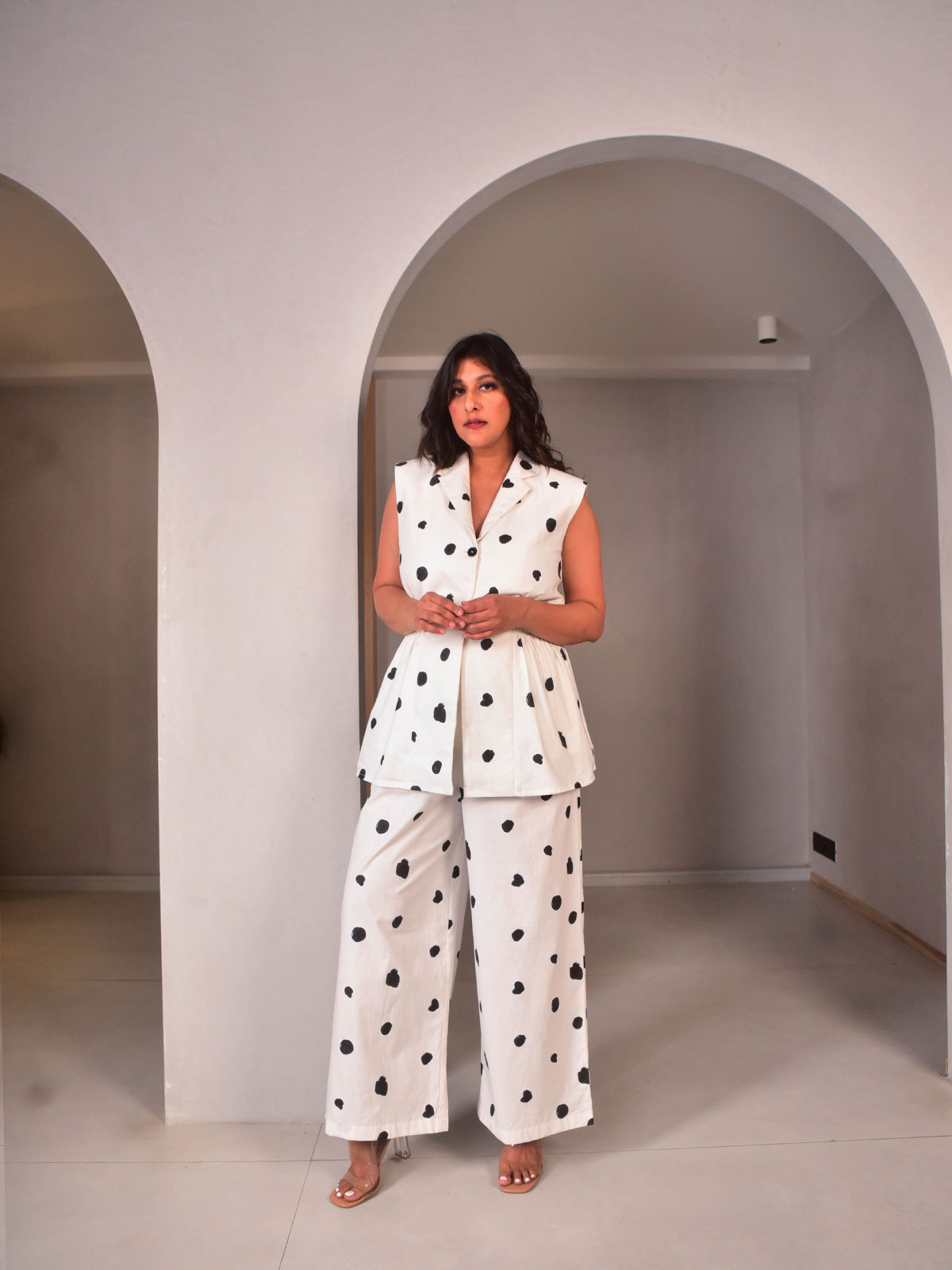 Black and White Polka Dot Cotton Vest for Women | WhySoBlue