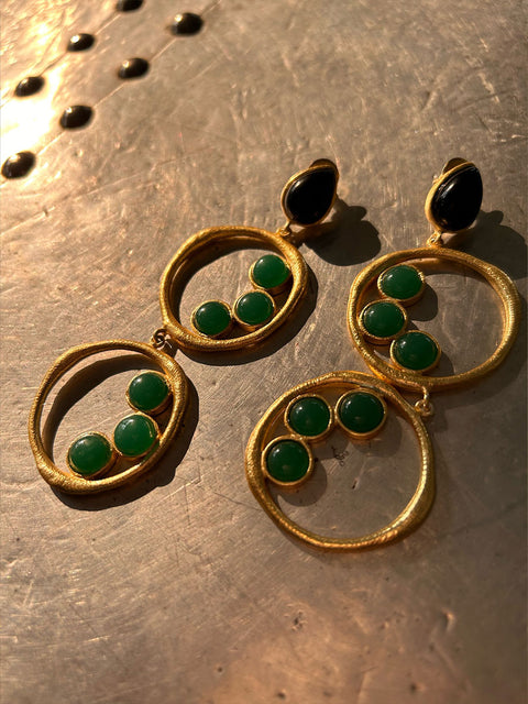 Jade Stone Ring Earrings