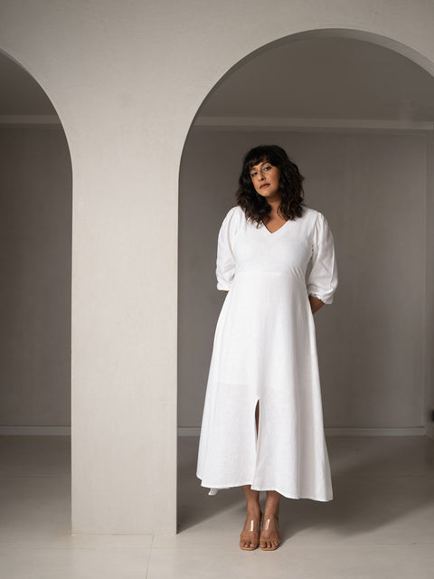 Amal Linen Slit Dress