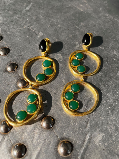 Jade Stone Ring Earrings