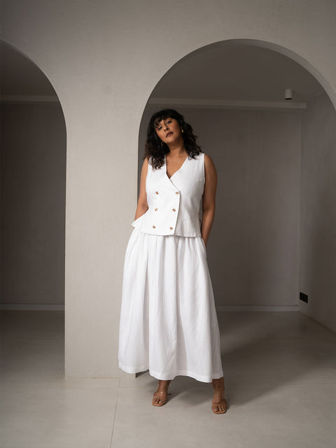 Amal Linen Vest-Skirt Set