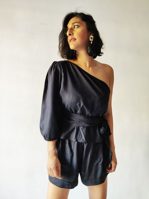 Black One Shoulder Top - WhySoBlue