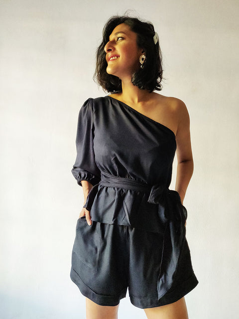 Black One Shoulder Top - WhySoBlue