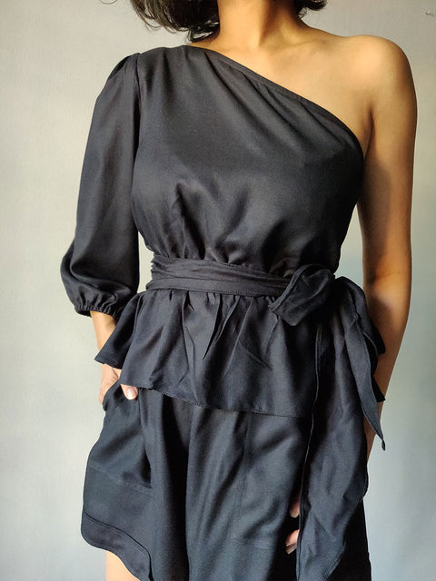 Black One Shoulder Top - WhySoBlue