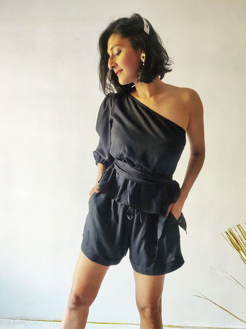 Black One Shoulder Top - WhySoBlue