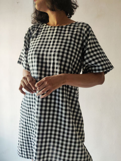Checkered Tie-back Dress - WhySoBlue