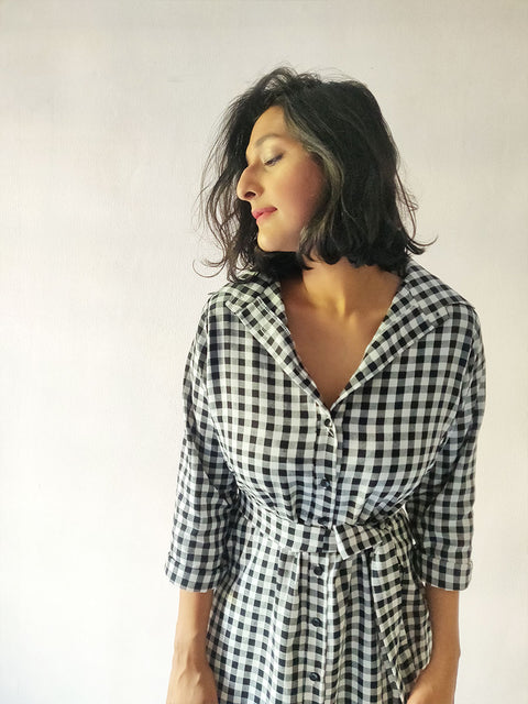 Checkered Shirt Dress - WhySoBlue