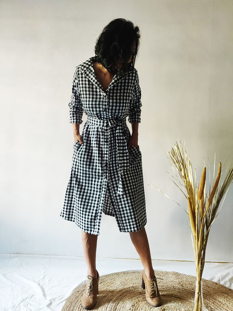 Checkered Shirt Dress - WhySoBlue