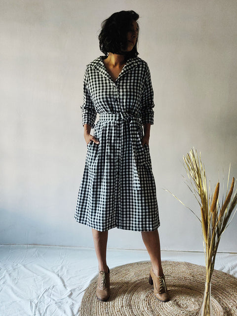 Checkered Shirt Dress - WhySoBlue