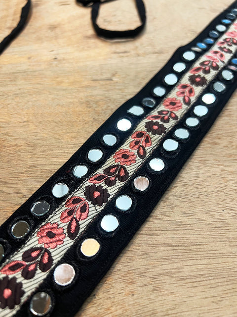 Black and Pink Mirrorwork Belt
